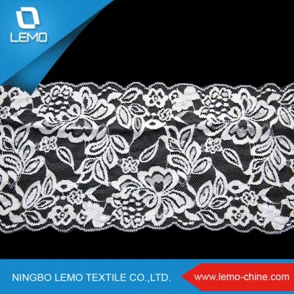 Nylon Spandex Lycra Lace Fabric, Metallic Scalloped Lace Fabric