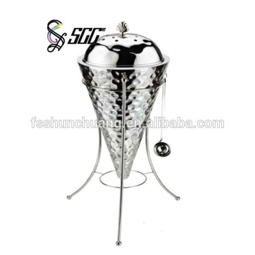Decorative Cone Shape Stainless Steel Hammered Champagne Bucket with Stand
