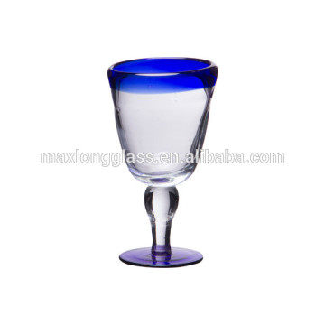 Rustic Wine glass and blue rim,250ml.