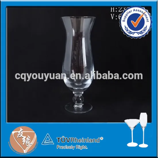 Stemmed big clear hurricane glass for cocktail