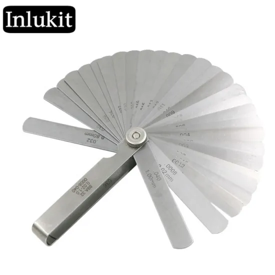 Precision Measurement Tools: 0.02-1.0mm 32-Leaf Stainless Steel Feeler Gauge for Industrial Use in Metric and Imperial Scales