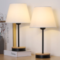 Nightstand Desk Lamps with White Fabric Lampshade