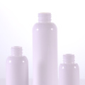 Opal white round glass bottle with white pump