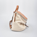 Bucket leather backpack contrast color