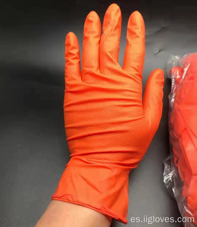 Guante de textura de 6mil Diamond Orange Advance Glove Nitrile Glove