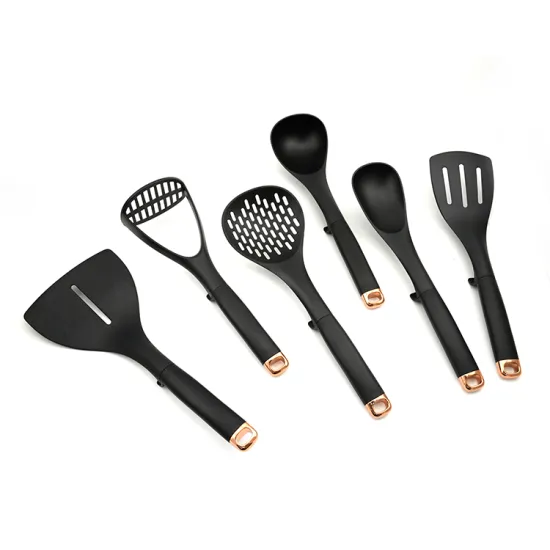 6-Piece Nylon Kitchen Utensil Set with Rose Gold accents for Cooking