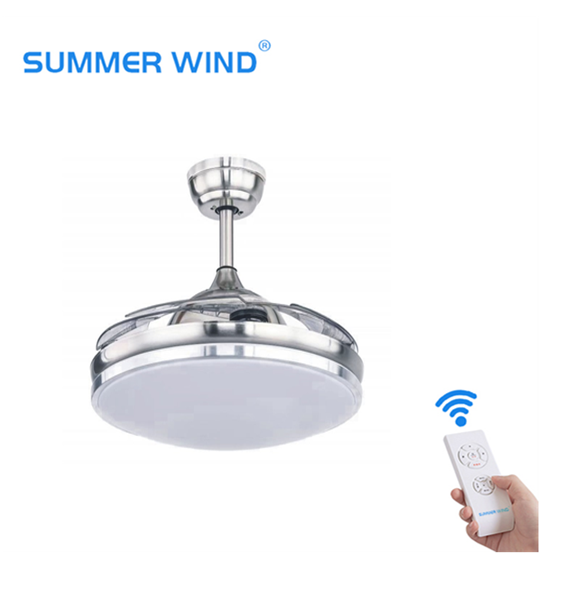 Modern silver color design ceiling fan with light