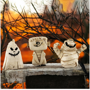 Pumpkin Head Ghost Halloween Scene Decoration