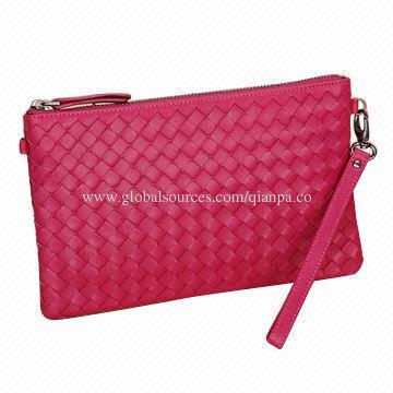 Woven pattern PU clutch bag, available in various colors