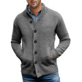 Mens Stand Collar Cardigan Sweater