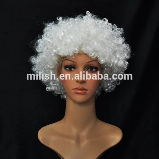 FBW-0200 Party jumbo men short curly white afro wig