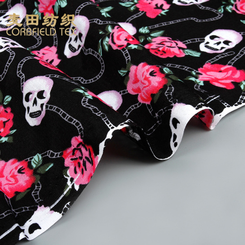 top quality useful cotton skull flower fabric