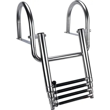 Telescopic 4 Step Ladder Stainless Steel Telescoping Extendable Boat Ladder 900 Pound Capacity for Yacht/Swimming Pool