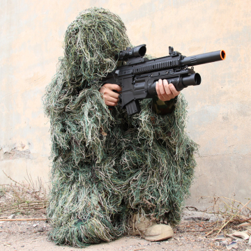Kids Ghillie Suit PUBG Hunting Clothes Camouflage Military Set Camo Poncho Tactical Uniform Sniper Invisibility Cloak