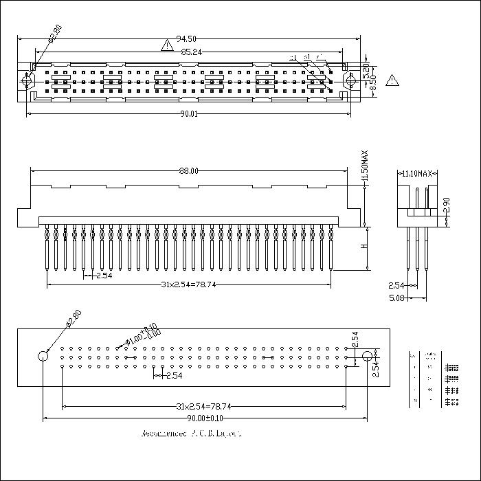 DMS-XX-XXX-323 DIN41612 Vertical Plug Type R Compliant press-Fit Connectors 96 Positions