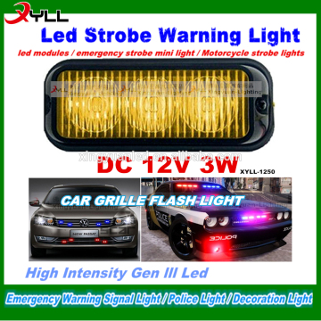 dc 12v 3w led warning strobe light LED Grille warning light mini flashing led warning light
