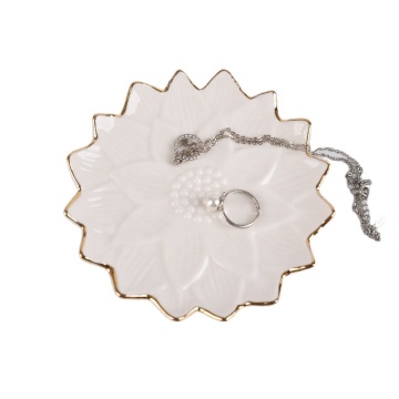 Simple White Irregular Ceramic Trinket Dish for Jewelry Display