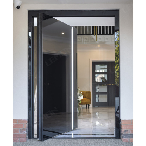 Modern Mirror Pivot Entrance Door With Led Light