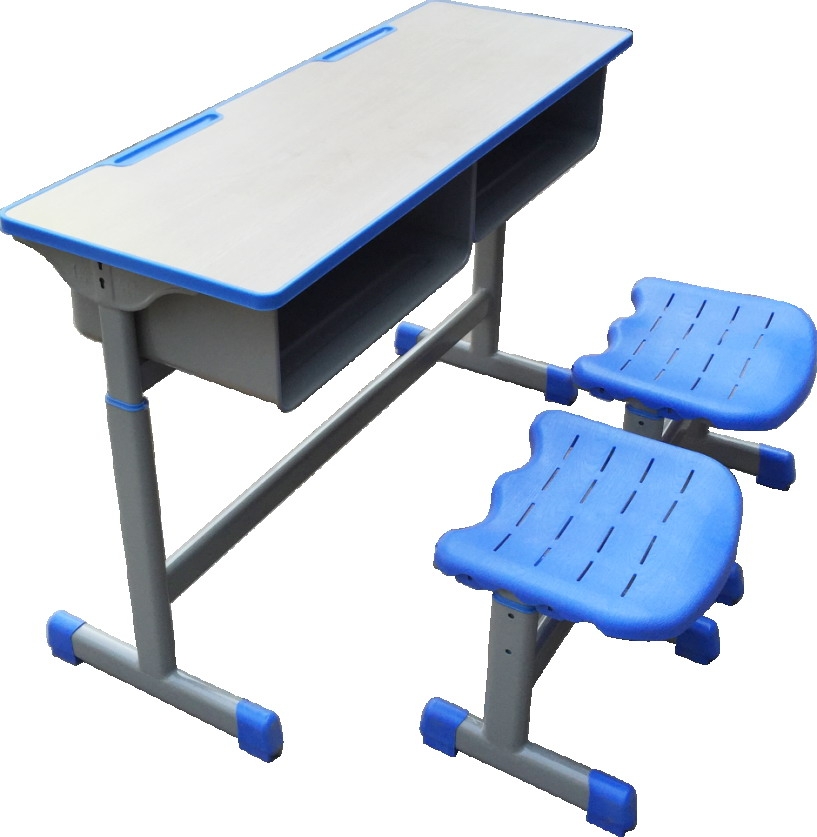 Height adjustable plastic seat school desk and chair