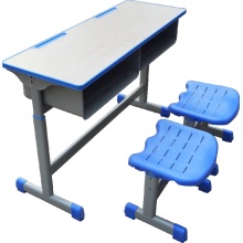Height adjustable plastic seat school desk and chair
