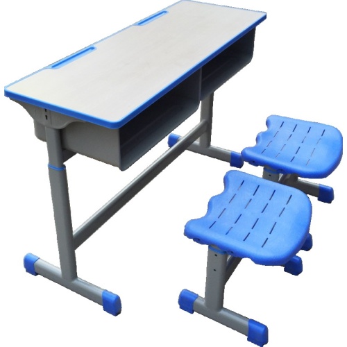 Height adjustable plastic seat school desk and chair