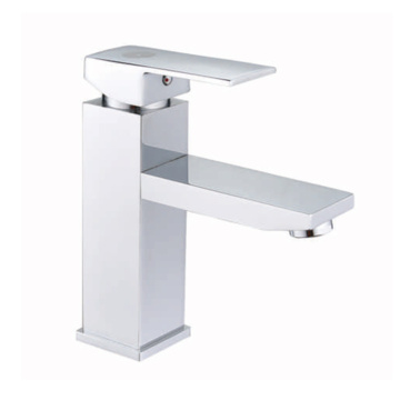 Polished deck mounted bathroom basin tap