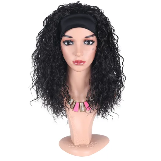 wholesale ombre half heat resistance afro kinky curly attached grip for black women headband synthetic hair wigs