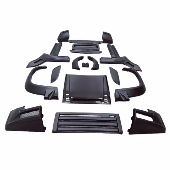 Half carbon fiber LM style front bumper side skirts rear bumper engine hood used in the Land Rover Defender body kit