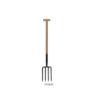 Industrial Steel Garden Fork with Wooden Handle