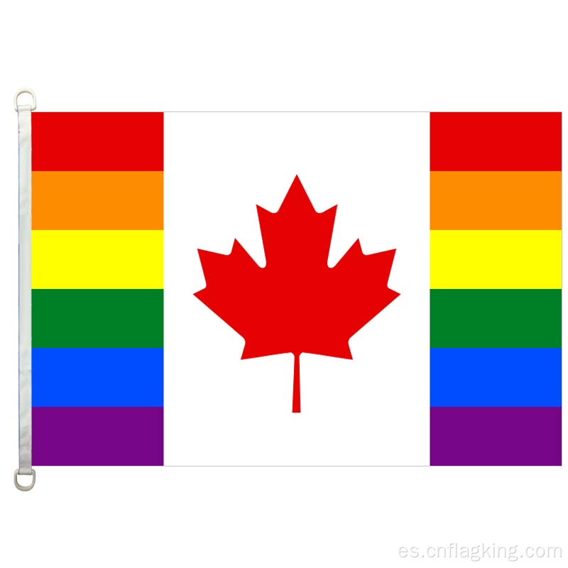 Bandera del arco iris de Canadá 90 * 150 cm 100% poliéster Bandera del arco iris de Canadá