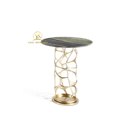 Roberto Cavalli Gold Round Mirrored Side Table