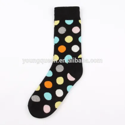 HW225 Happy socks Tide brand wave point circle full cotton couple socks