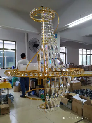 12 Lights Luxury Empire Style Traditional Crystal Golden Lamp - Antik Antique 20''