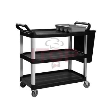 Plastic 3-Shelf Utility Trolley Cart for Beverage and Food Transport