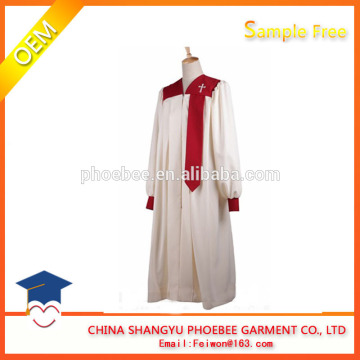 Red Yoke with a Stole Open Sleeve Embroidery Cross White Custom Choir Robes