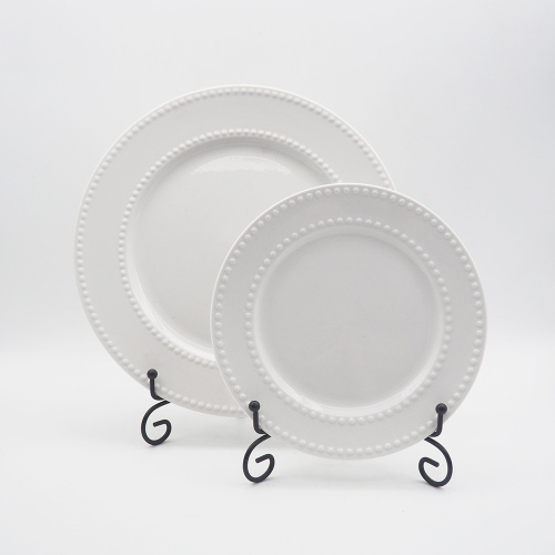 Luxe voedselkwaliteit Porseleinen reliëf tafelwerkborden Set bruiloft diner porselein servies set