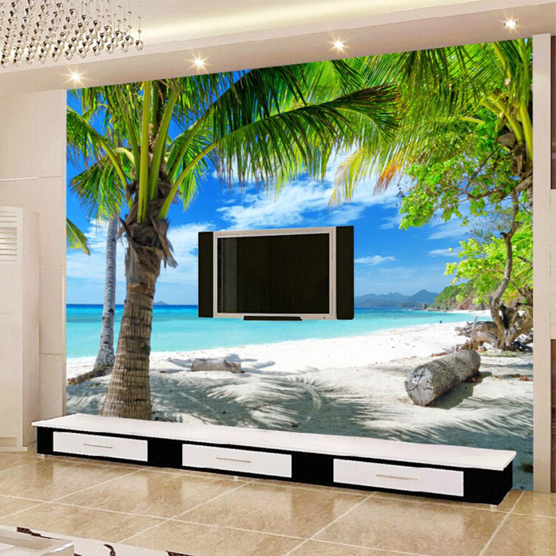 Beach Coconut Grove Mural Photo Wall Paper Living Room Bedroom Home Decor 3D Wallpapers Landscape Papel De Parede Para Quarto 3D