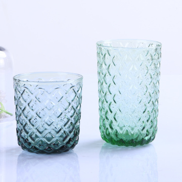 Factory Direct High Quality Diamond Pattern Colored Glass Cup