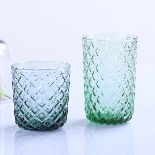 Copa de vidrio coloreado con patrón de diamante de alta calidad directo de fábrica