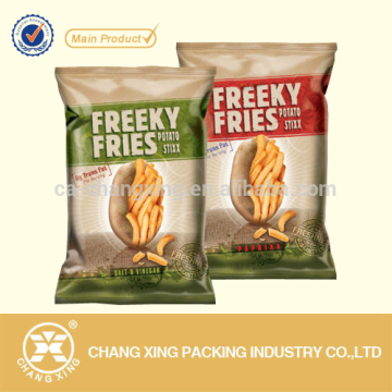 Pillow shaped heat seal french fries bag/potato chips packaging bag/snack food packaging bag