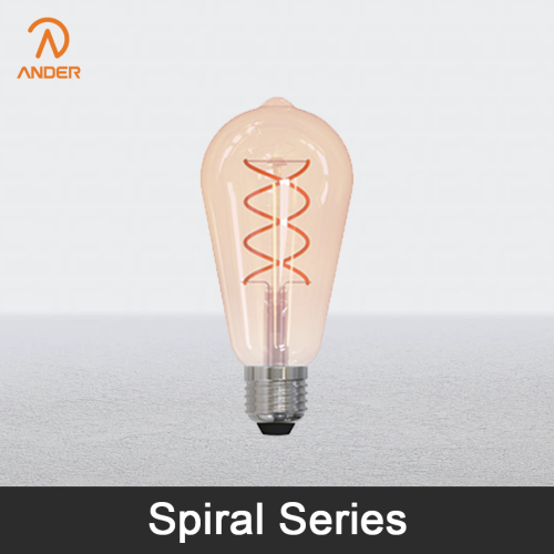 Lâmpada espiral vintage de formato longo para iluminação decorativa