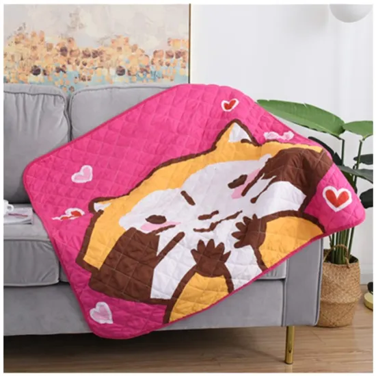 Amazon Hot sale All Season Home digital print Quilted Microfibre Outdoor Quilt Blanket 100*100 CM