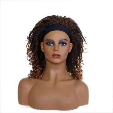 Headband wigs synthetic ombre brown heat resistant  fiber afro twist curly synthetic hair wigs for black women