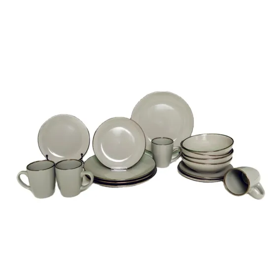16pcs soild color glazed dinner set for family