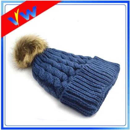 Custom Blank Twist Texture Knitted Pompom Hat