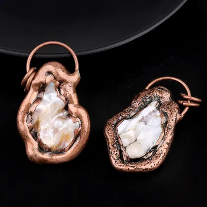 Freshwater Pearl Retro Red Copper Stone Pendant