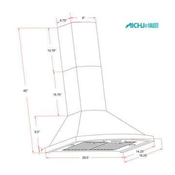 Akdy Black Stainless Ductless Range Hood