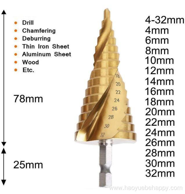 3PC HSS Tin-Coated Spiral Flute Step Drill Set