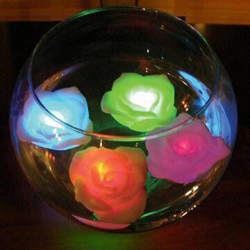 LED Floating Rose, Water Activated to Light, Waterproof