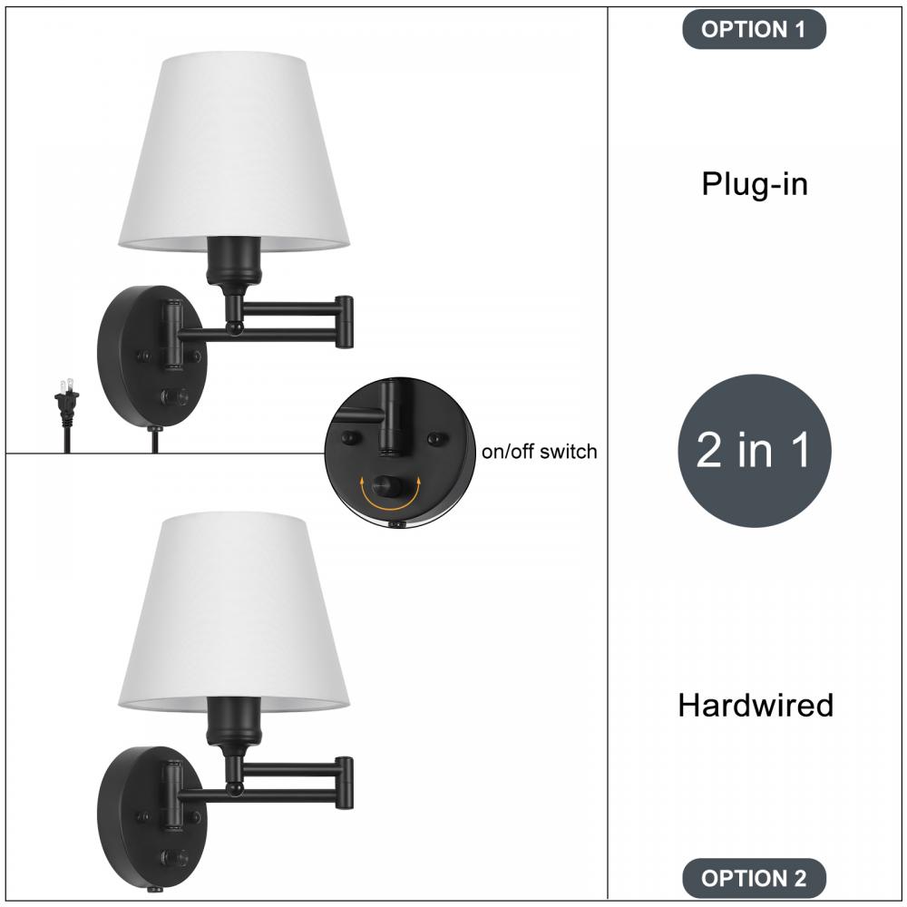 Set Of 2 Plug In Wall Sconce